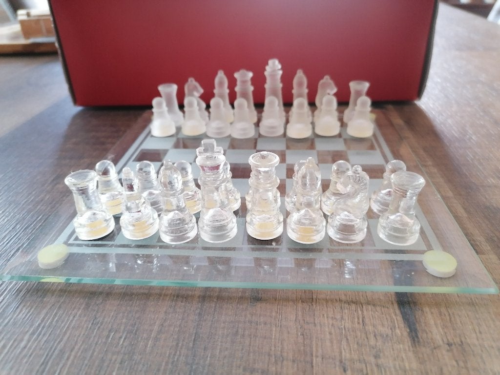 Glazen schaakspel (20x20cm), Ophalen, Zo goed als nieuw