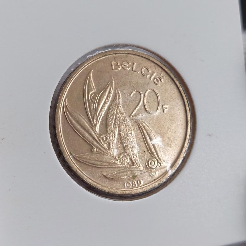 Rare! Piece de monnaie / Belgique / 20 Francs / 1989 VL, Timbres & Monnaies, Enlèvement ou Envoi, Monnaie en vrac