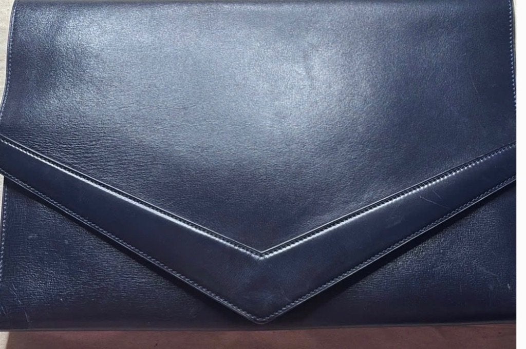 Titre : Pochette/enveloppe DELVAUX noir vintage, Envoi, Comme neuf, Noir, Autres types