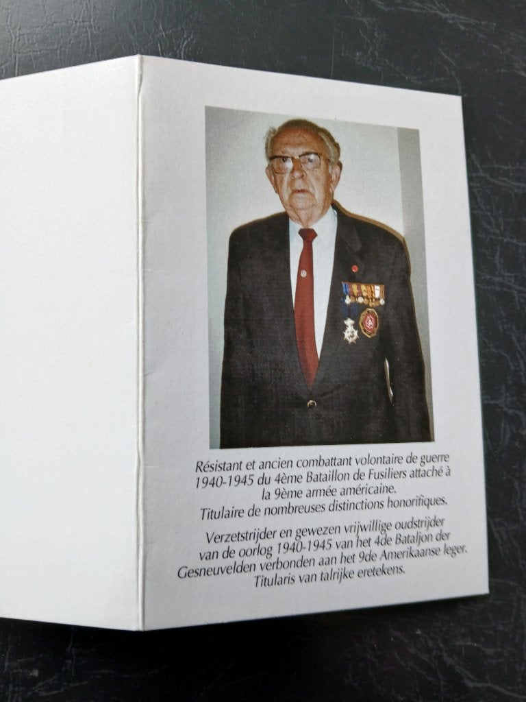 verzetstrijder en oud strijder 40-45, Ophalen of Verzenden, Bidprentje