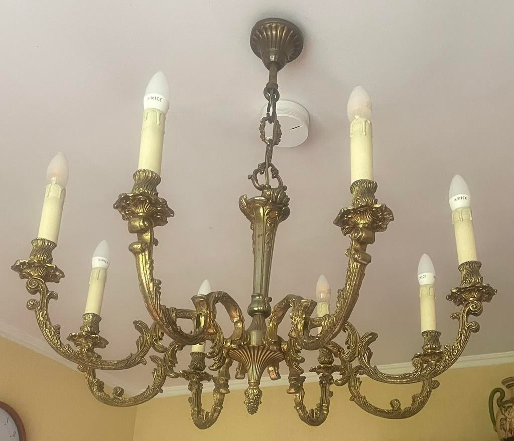 Lustre en bronze 8 branches, Enlèvement, Comme neuf