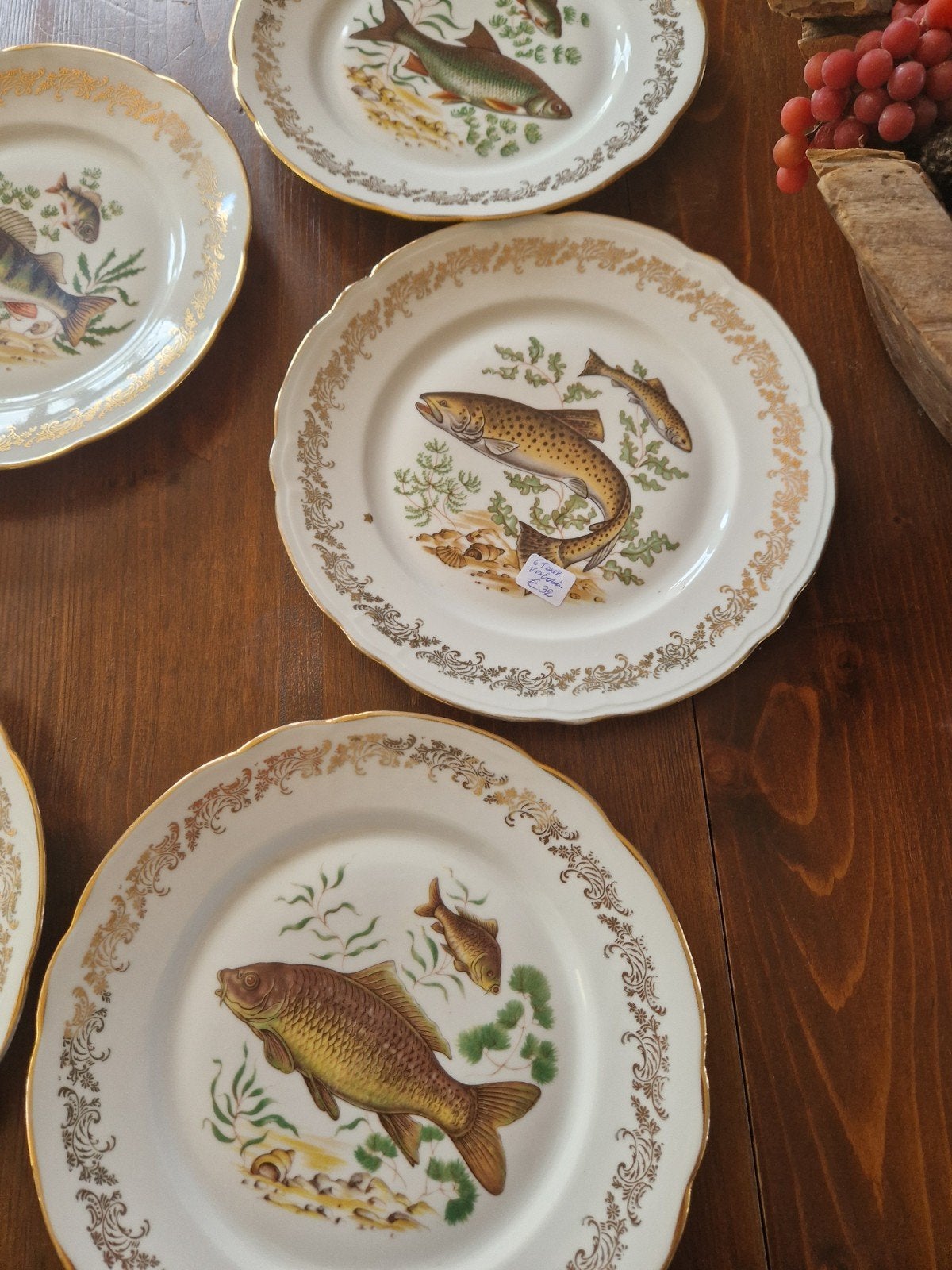 Assiettes à poisson françaises 6 pièces (porcelaine fine) 32, Enlèvement