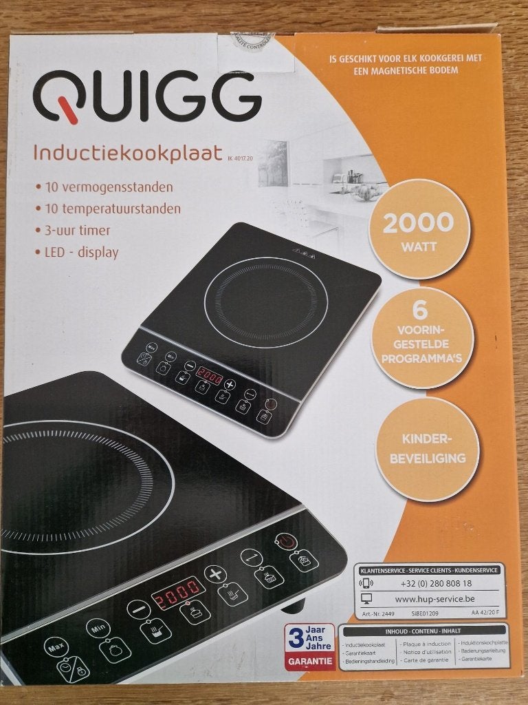 Cuisinière à induction Quigg, Electroménager, Tables de cuisson, Comme neuf, Autoportant, 3 zones de cuisson ou moins, Enlèvement