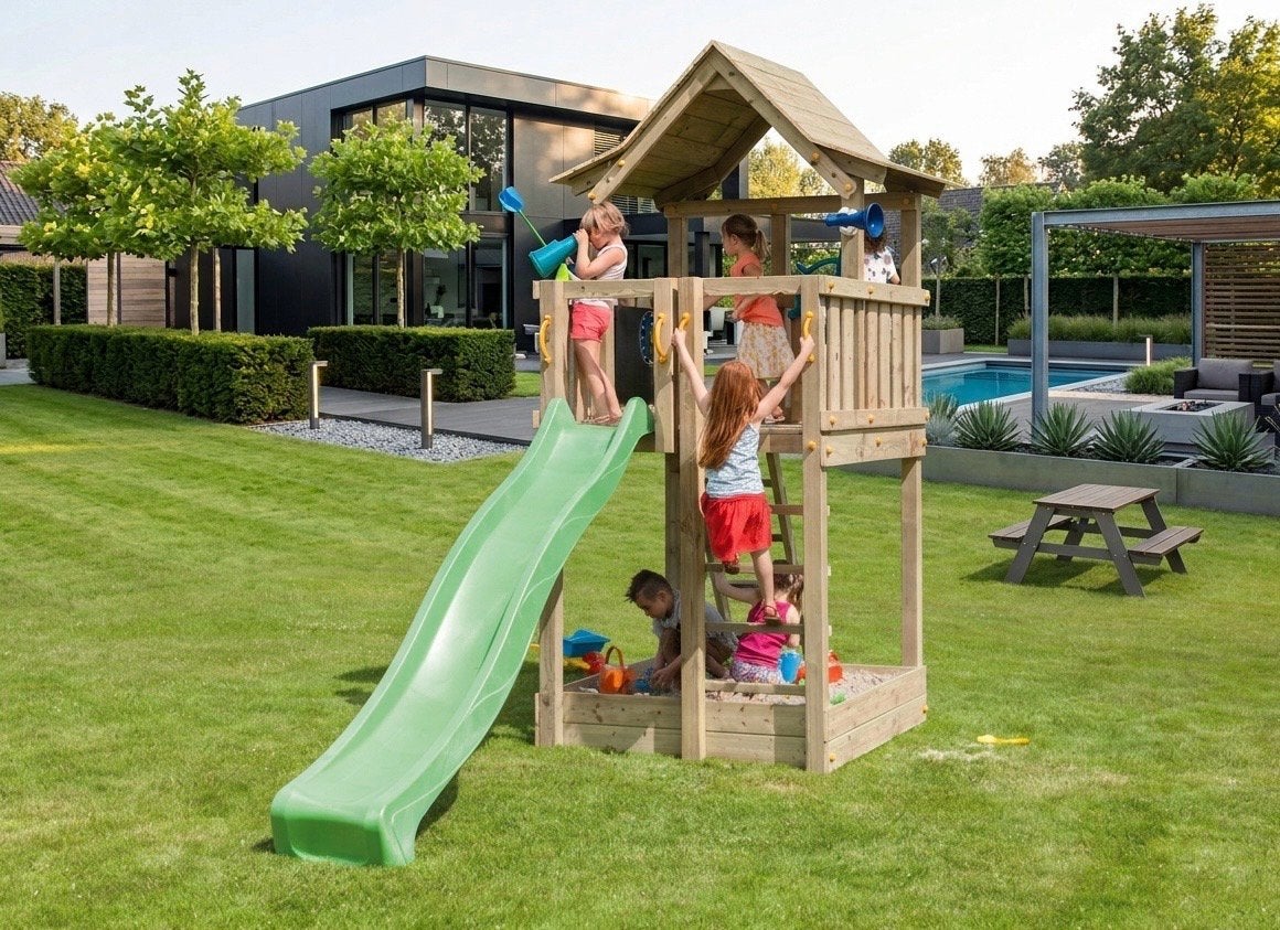Équipement de terrain de jeu en bois Play Tower Pagoda, Enlèvement ou Envoi, Neuf, Poutres