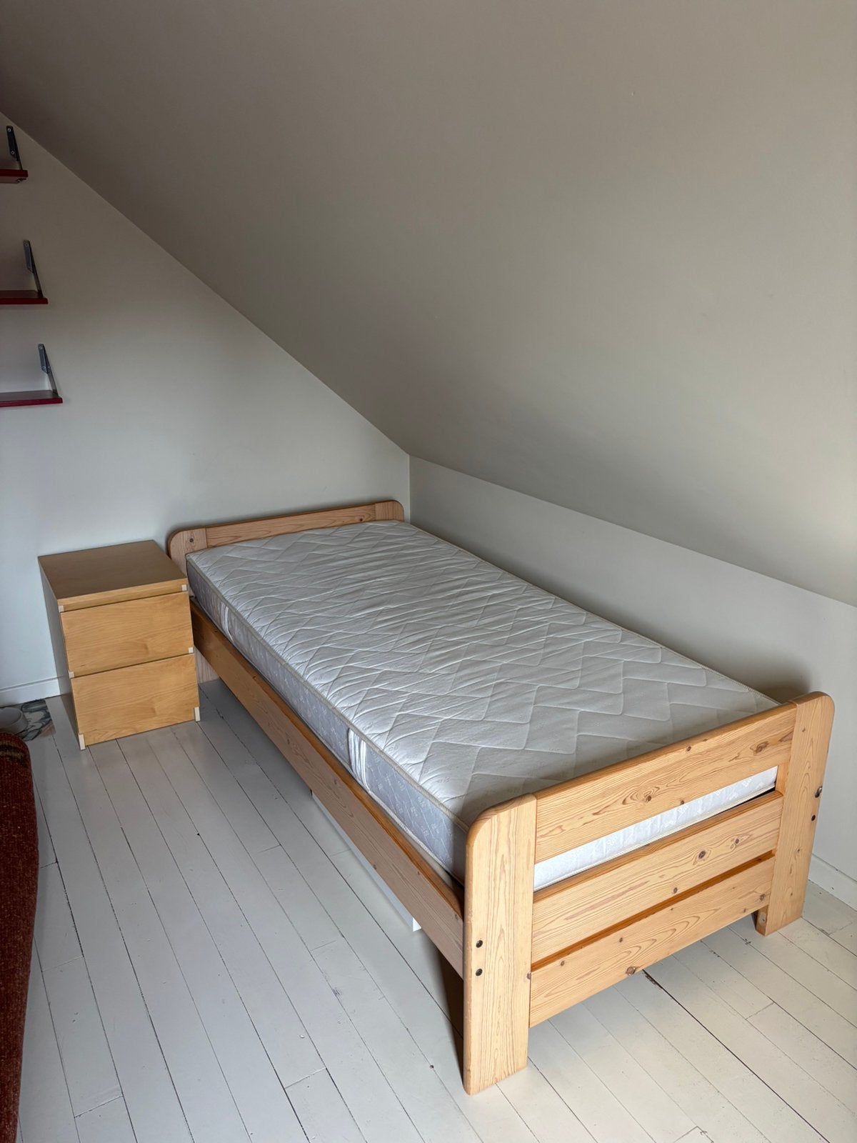 Eenpersoonsbed, nachtkastje, lattenbodem en matras, Huis en Inrichting, Slaapkamer | Complete slaapkamers, Ophalen, Gebruikt, Eenpersoons