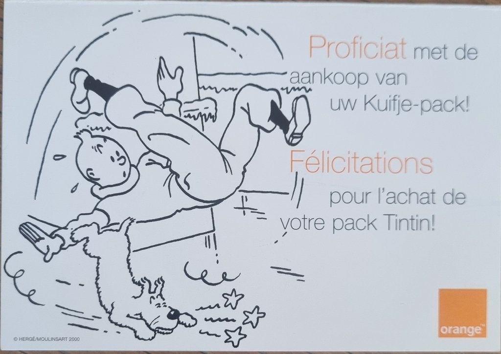 Carte publicitaire Tintin Tintin Orange 2000, Envoi, Tintin, Neuf, Image, Affiche ou Autocollant