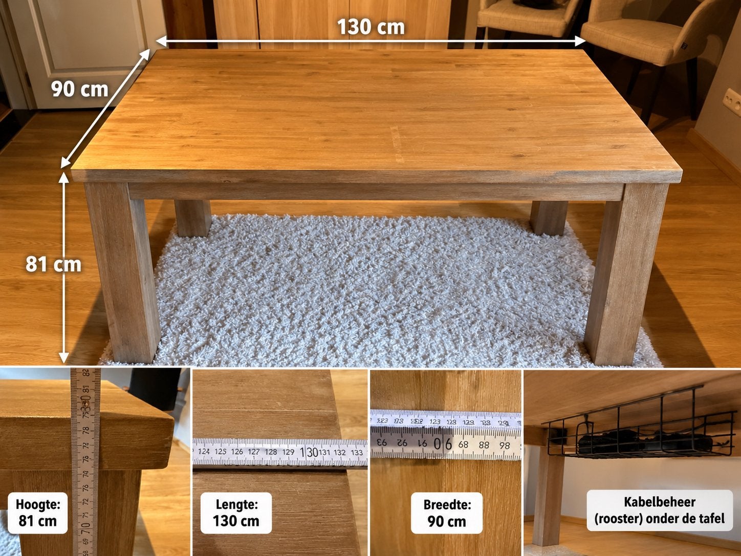 Stevige houten keukentafel / bureautafel, Ophalen, Zo goed als nieuw