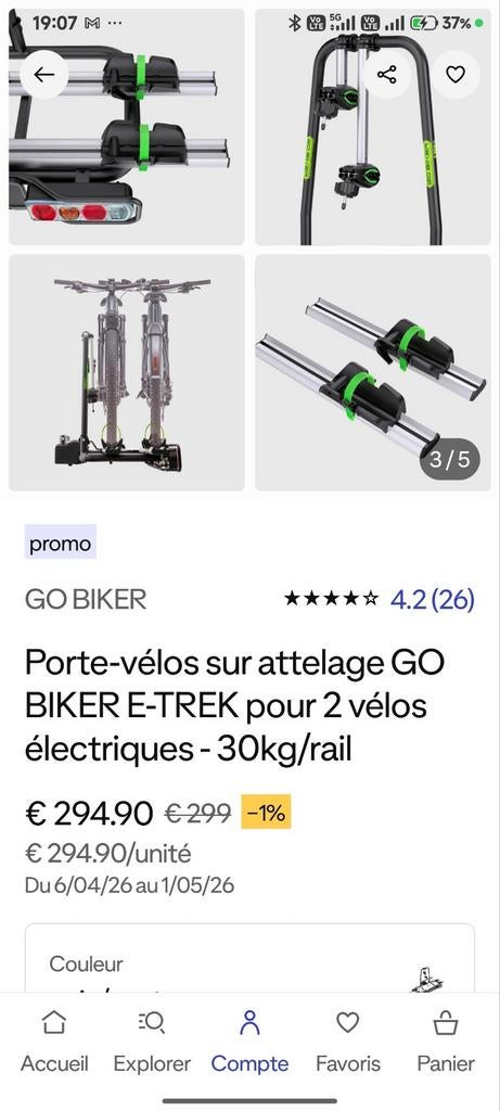 Porte vélo pour 2 vélos électriques neuf, Enlèvement ou Envoi