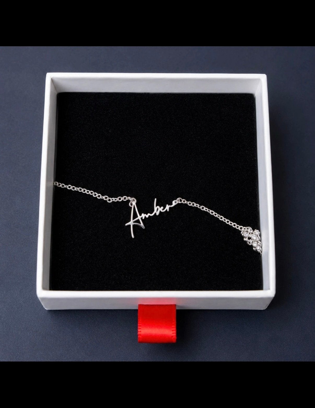 Naamketting: AMBER, Ophalen of Verzenden, Nieuw, Zilver, Zilver