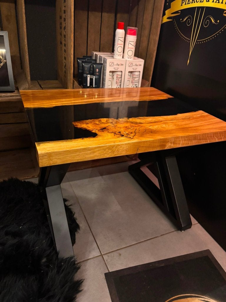Eik/Epoxy bijzettafel, Huis en Inrichting, Vierkant, Nieuw, Modern, Ophalen