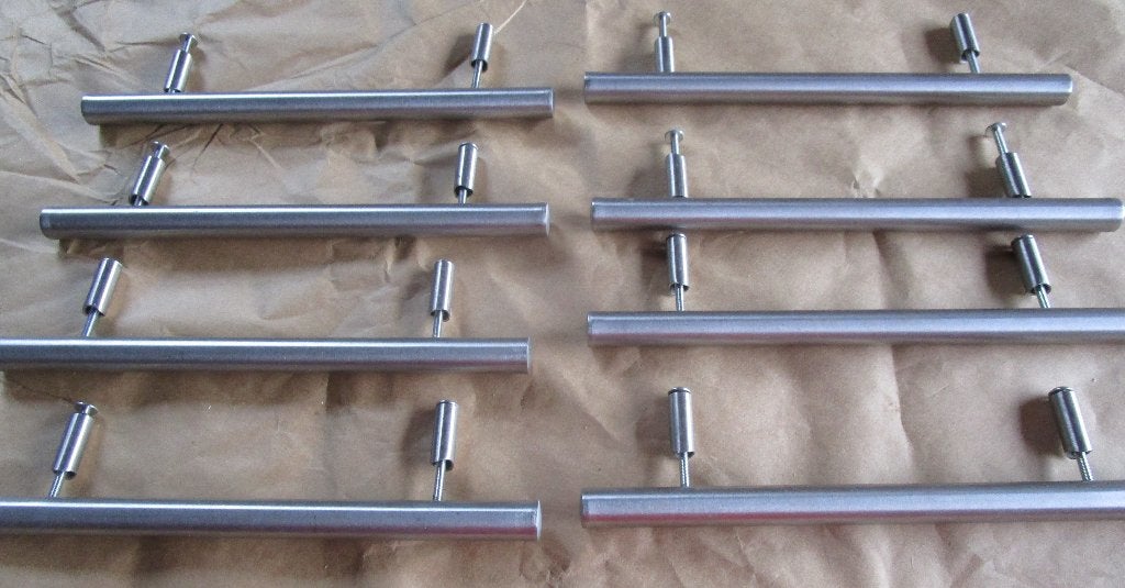 8 grote mooie inox handgrepen, Doe-het-zelf en Bouw, Ophalen, Gebruikt, Inox, Klink of Kruk