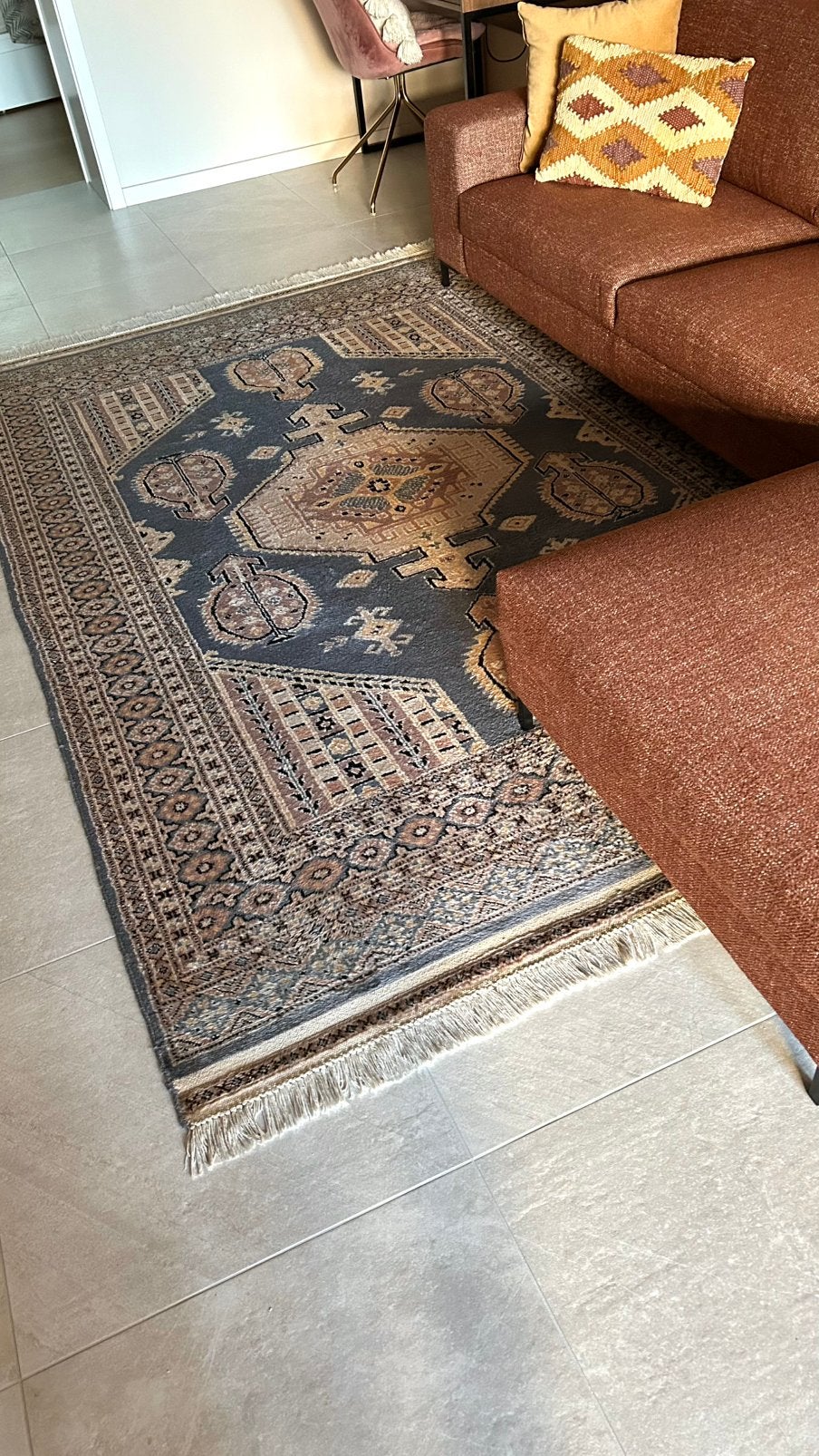 Handgemaakt vintage tapijt, 200 cm ou plus, 150 à 200 cm, Brun, Enlèvement