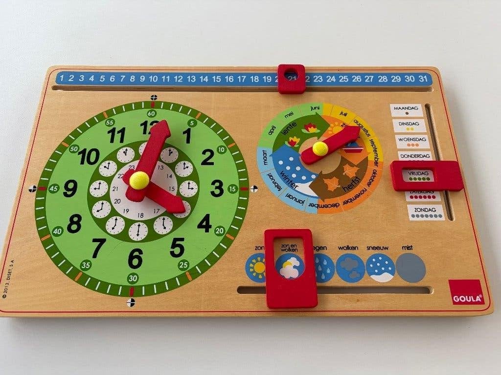 Houten Kalender Klok Goula, Kinderen en Baby's, Speelgoed | Educatief en Creatief, Ophalen, Gebruikt, Ontdekken