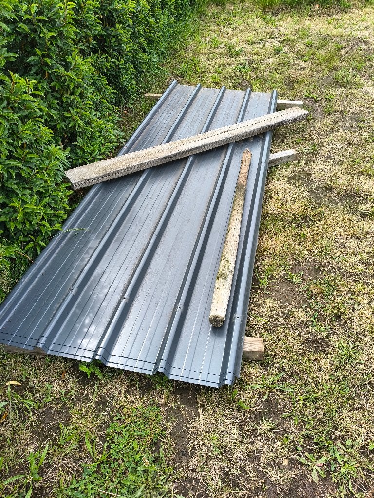 dakplaten metaal 3,1m lang (4 stuks), Doe-het-zelf en Bouw, Gebruikt, Zwart, 5 tot 10 m², Metaal