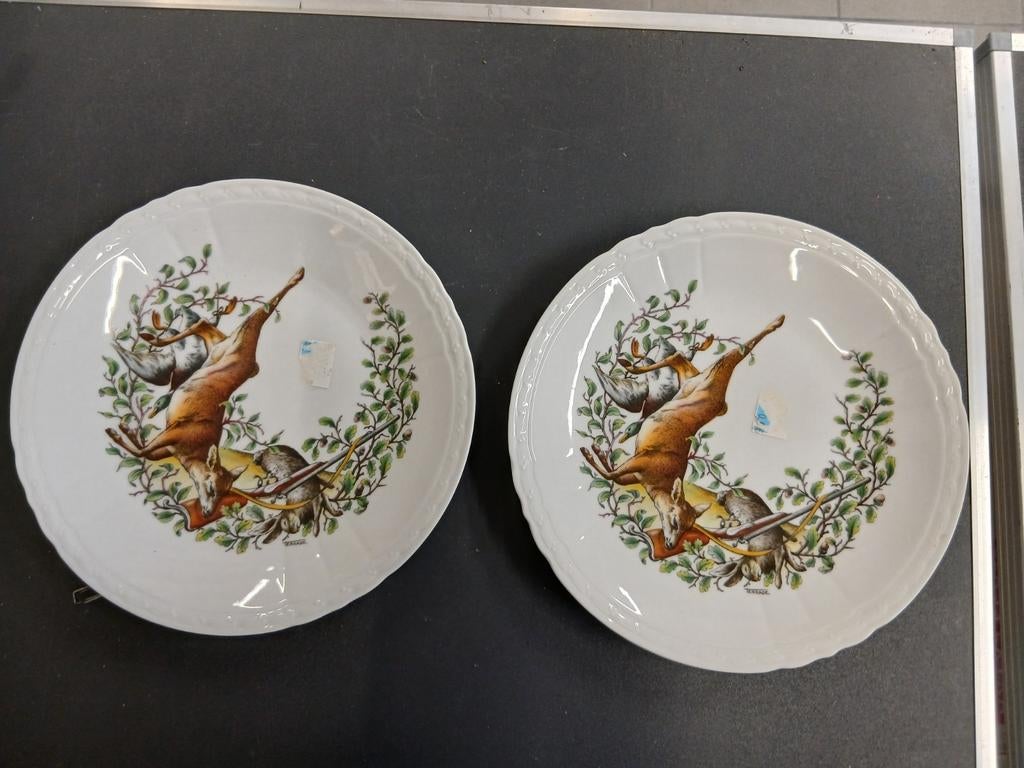 2 borden jacht wild vangst(gereserveerd), Antiek en Kunst, Ophalen of Verzenden