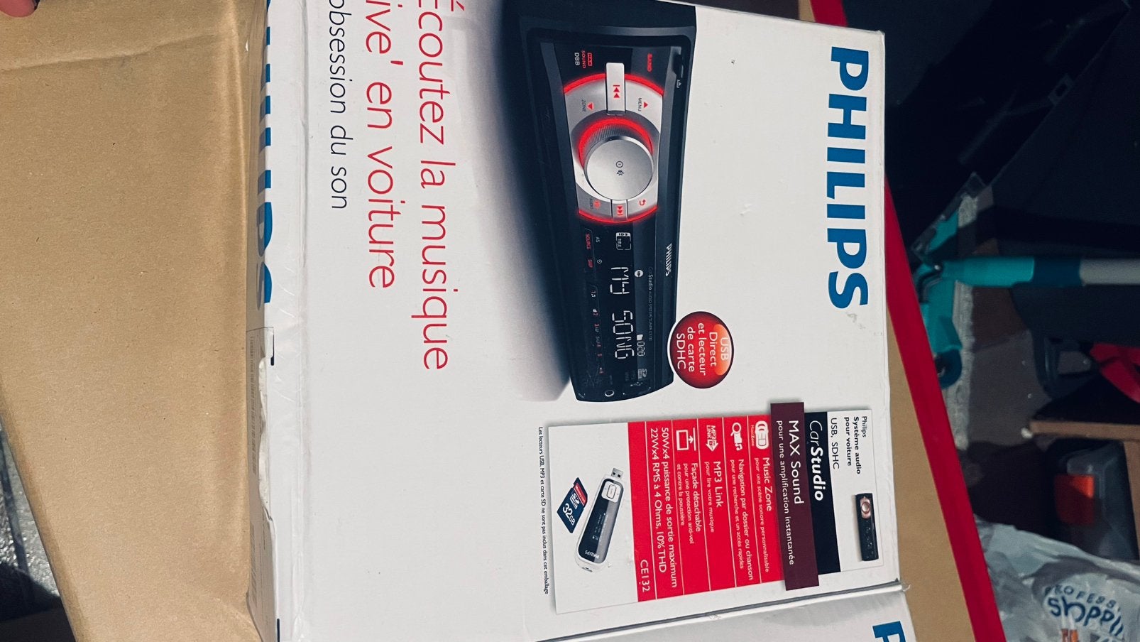 Autoradio Philips CarStudio CE132 — USB/SDHC/MP3, Enlèvement ou Envoi, Comme neuf