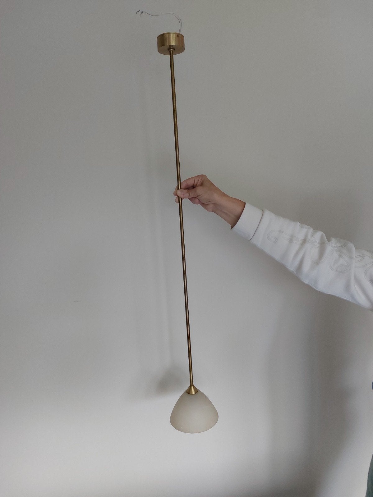 hanglampen - set van 3 -  goudkleurig, Ophalen, Zo goed als nieuw, Glas