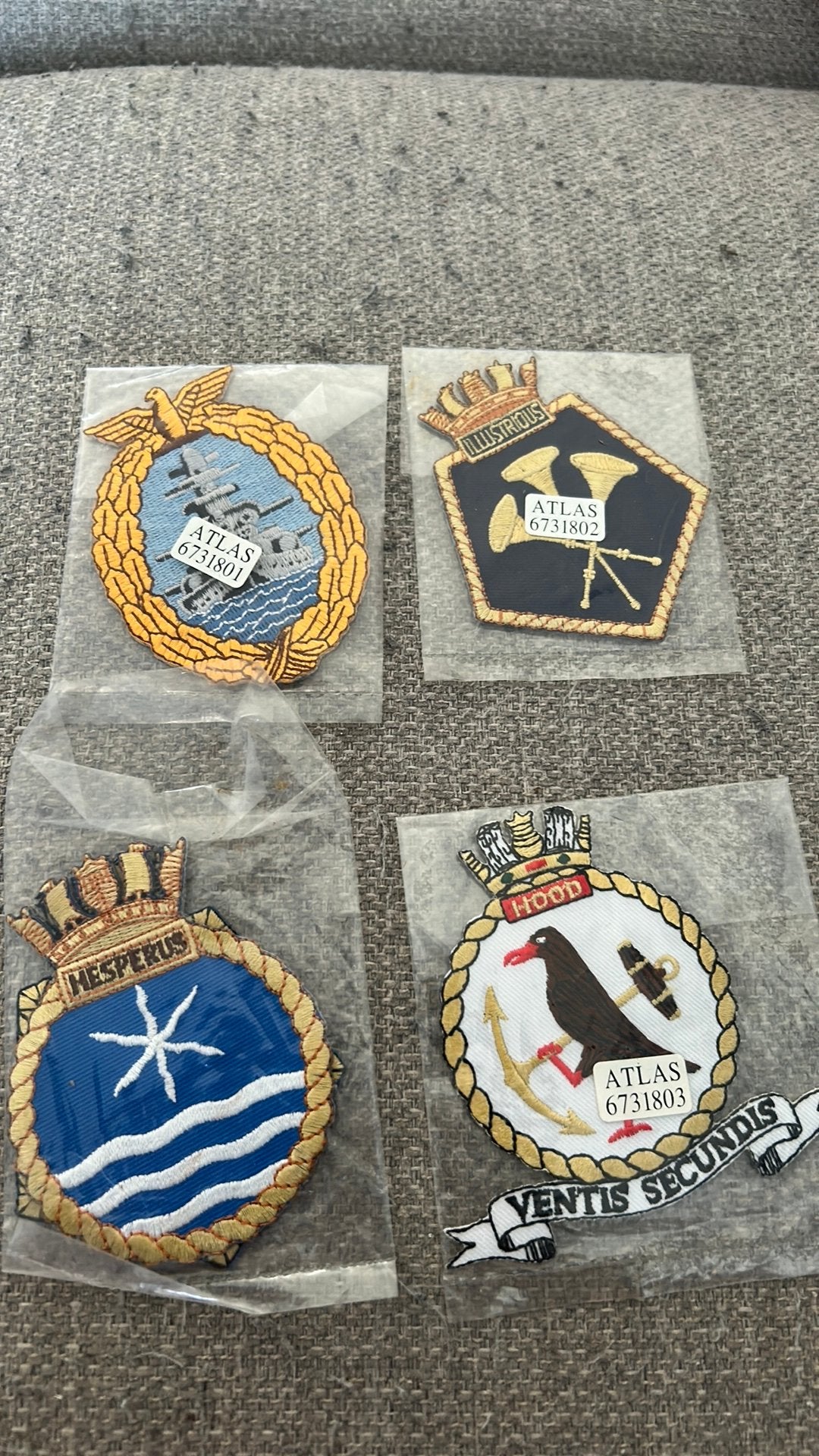 WO II patches battleships & US navy, Ophalen of Verzenden, Marine, Embleem of Badge