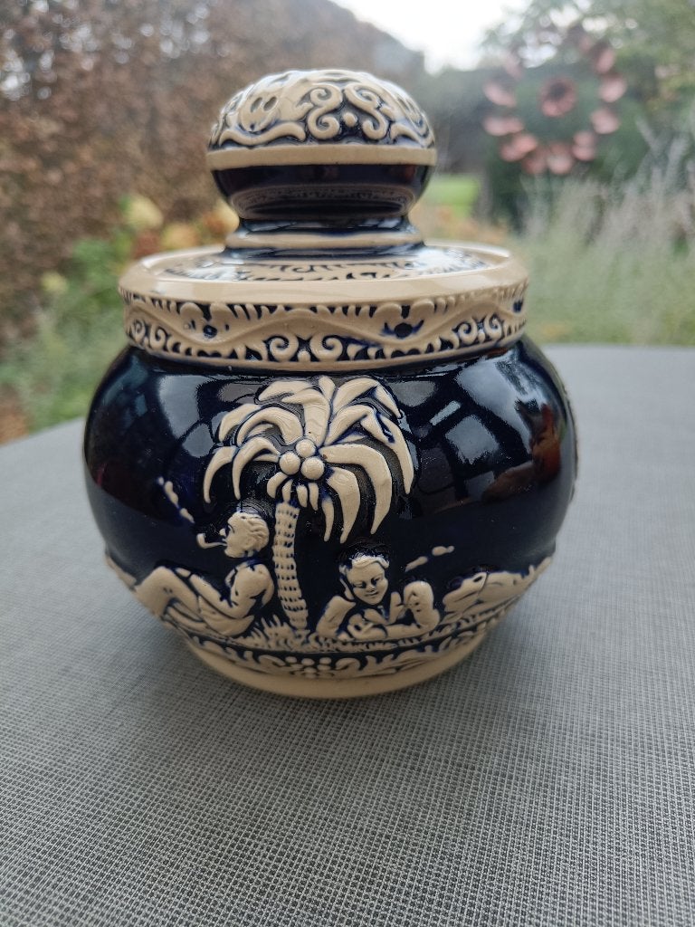Antieken tabakspot. Ontwerpen: Mazi & Remy. Oud kobaltblauw., Ophalen of Verzenden