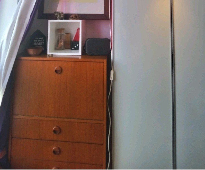 🔶️ Vintage Secrétaire meuble mid century porte rabattable, Enlèvement, Utilisé, Mid century bois  teck miroir drinck bar