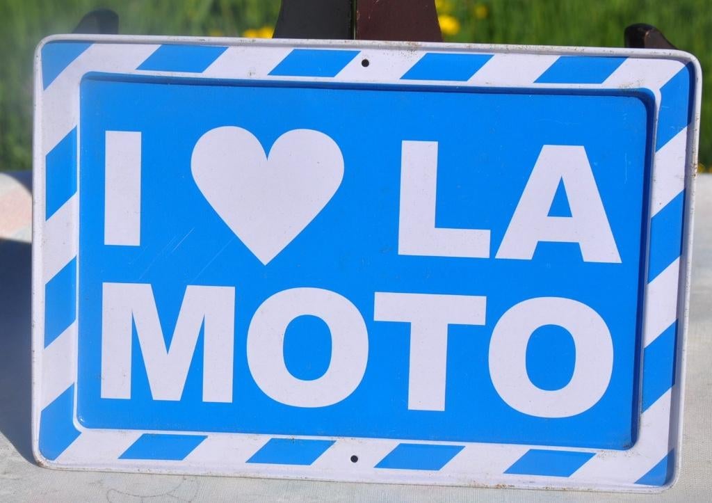 petite plaque metal I love la moto, Enlèvement ou Envoi, Bleu, Métal, Comme neuf