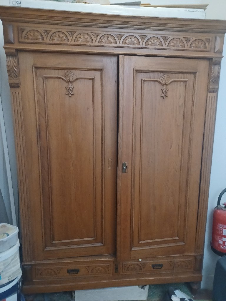 Oude houten kledingkast, Ophalen, Gebruikt, 200 cm of meer, 150 tot 200 cm