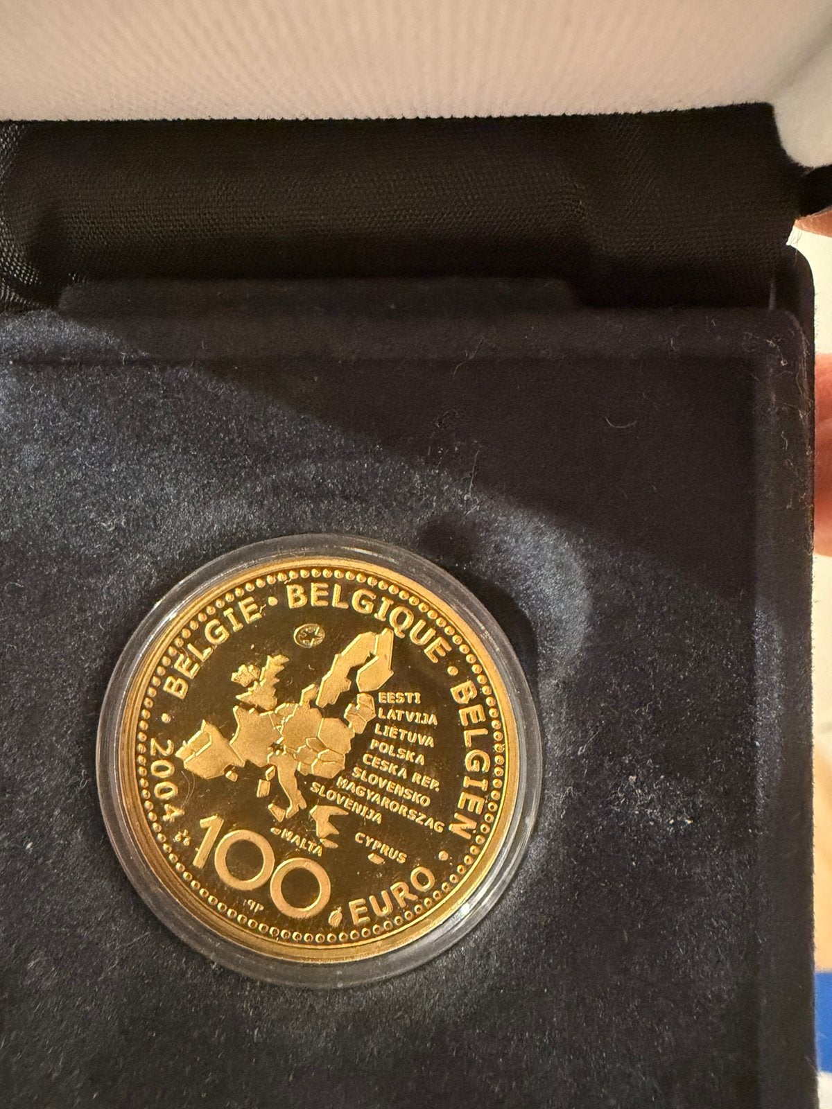 Herdenkingsmunt BE 2004 uitbreiding EU, Postzegels en Munten, Ophalen of Verzenden, Goud