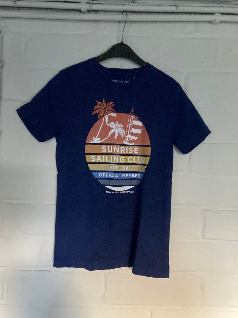 Donkerblauw t-shirt, River Woods, 12 jaar, 152, Enfants & Bébés, Vêtements enfant | Taille 152, Garçon, River Woods, Enlèvement ou Envoi