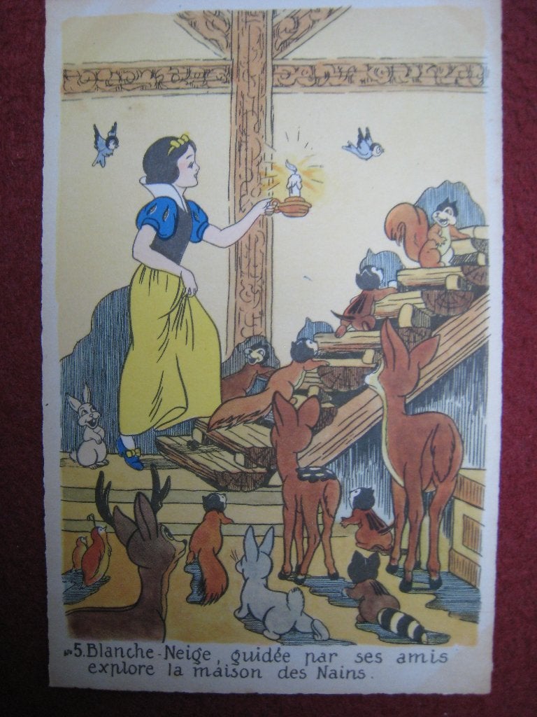 Walt Disney Blanche-Neige CP Seven Dwarfs 1945 numéro 5, Envoi, Blanche-Neige ou Belle au Bois Dormant, Utilisé, Papier, Carte ou Papeterie