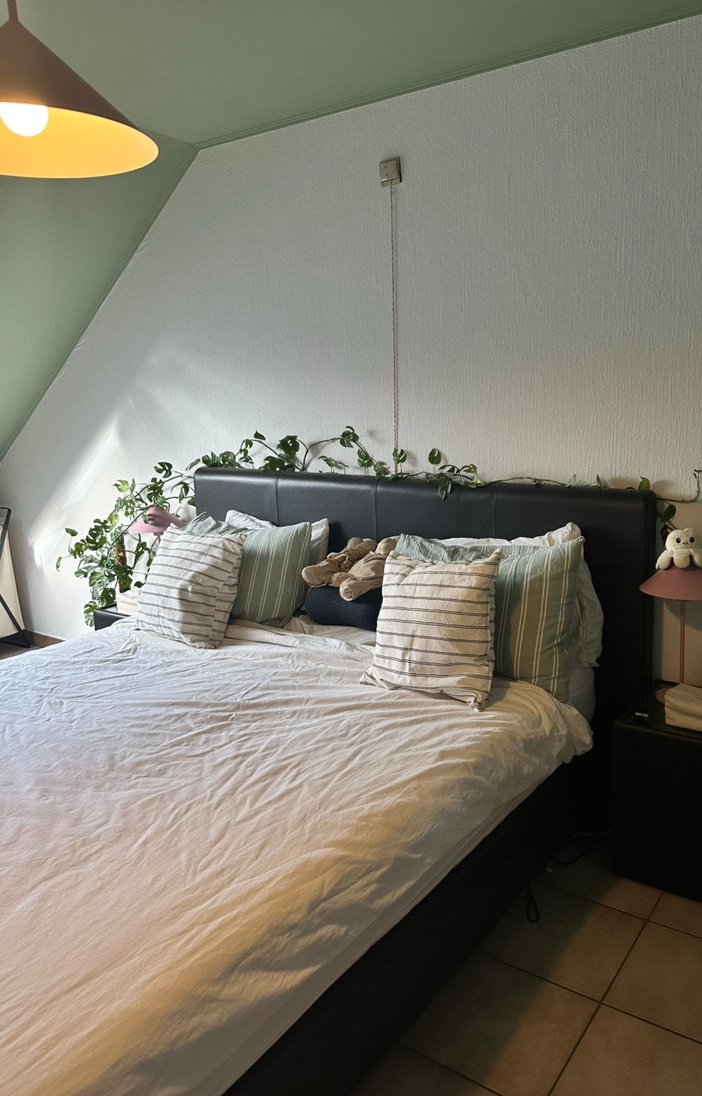 Bed 180 x 200, Ophalen, Gebruikt, Bruin, Tweepersoons
