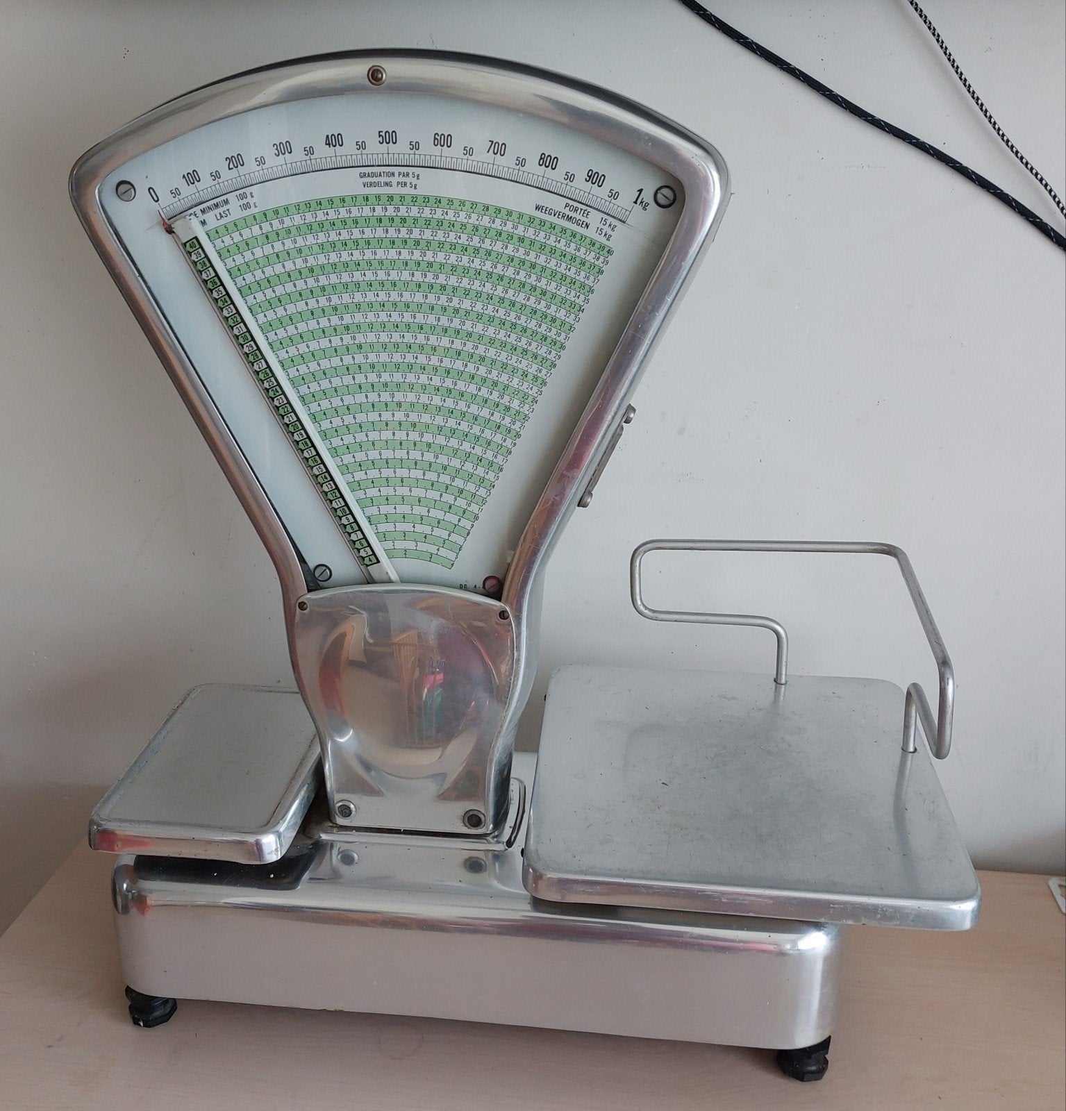 Vintage Birmaanse schaal... super functioneel decor, Ophalen, Gebruikt, Winkelweegschaal, 10 tot 50 kg