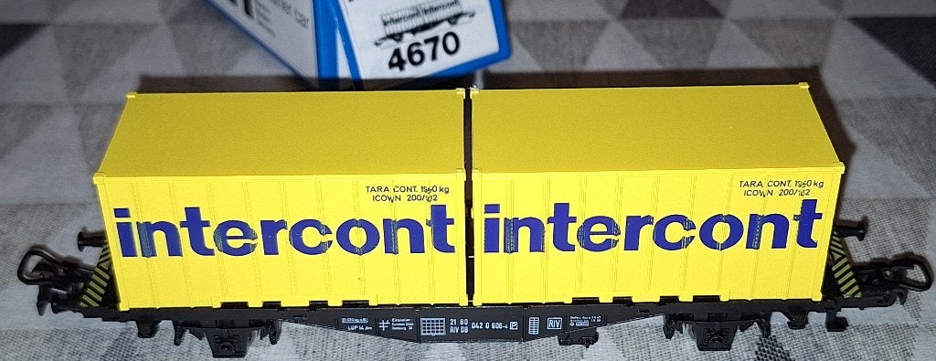Märklin HO 4670 containerwagen "intercont" van de DB, Ophalen of Verzenden, Zo goed als nieuw, Wagon, Märklin