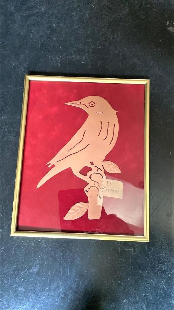Magnifique cadre animaux en cuivre sous verre, Enlèvement ou Envoi
