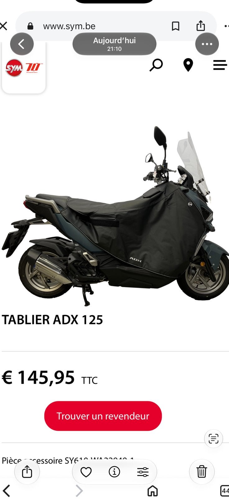 NEUF - Tablier SYM ADX 125, Enlèvement ou Envoi, Neuf