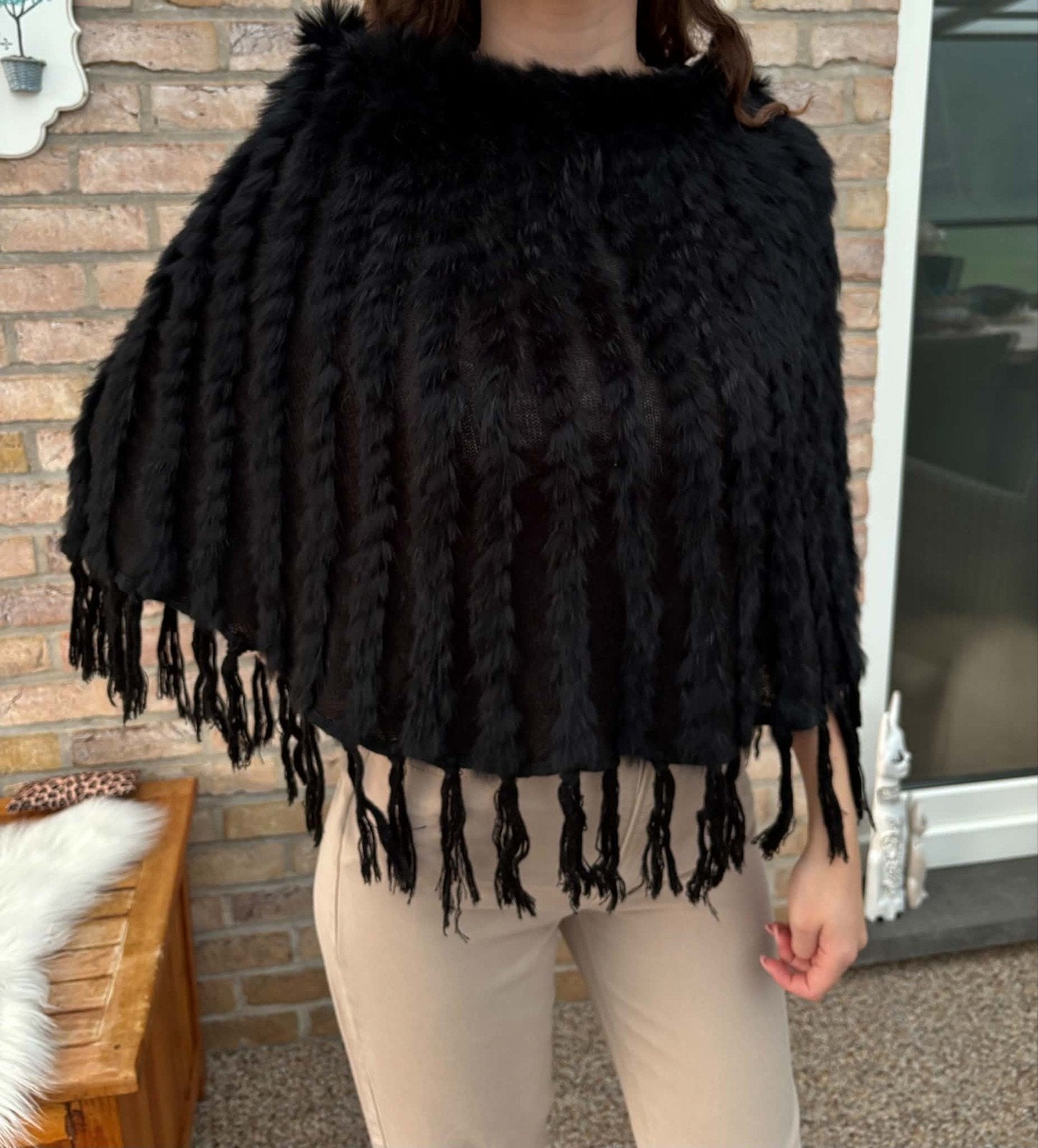 Poncho noir Soyaconcept en véritable fourrure de lapin, Kleding | Dames, Soyaconcept, Ophalen, Zo goed als nieuw