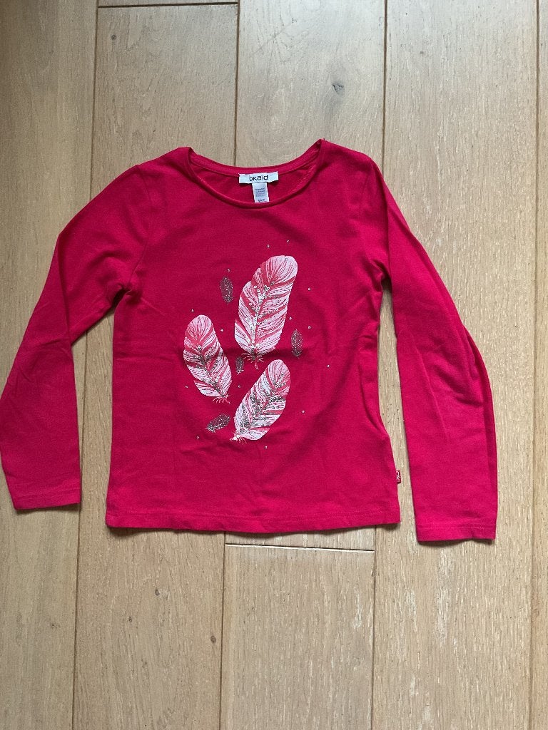 T-shirt okaïdi rood maat 116, Enfants & Bébés, Vêtements enfant | Taille 116, Chemise ou À manches longues, Comme neuf, Fille