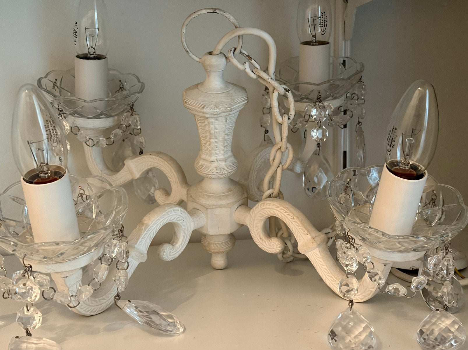 2 Lusters, Huis en Inrichting, Lampen | Kroonluchters, Ophalen, Gebruikt, Glas, Landelijk, vintage