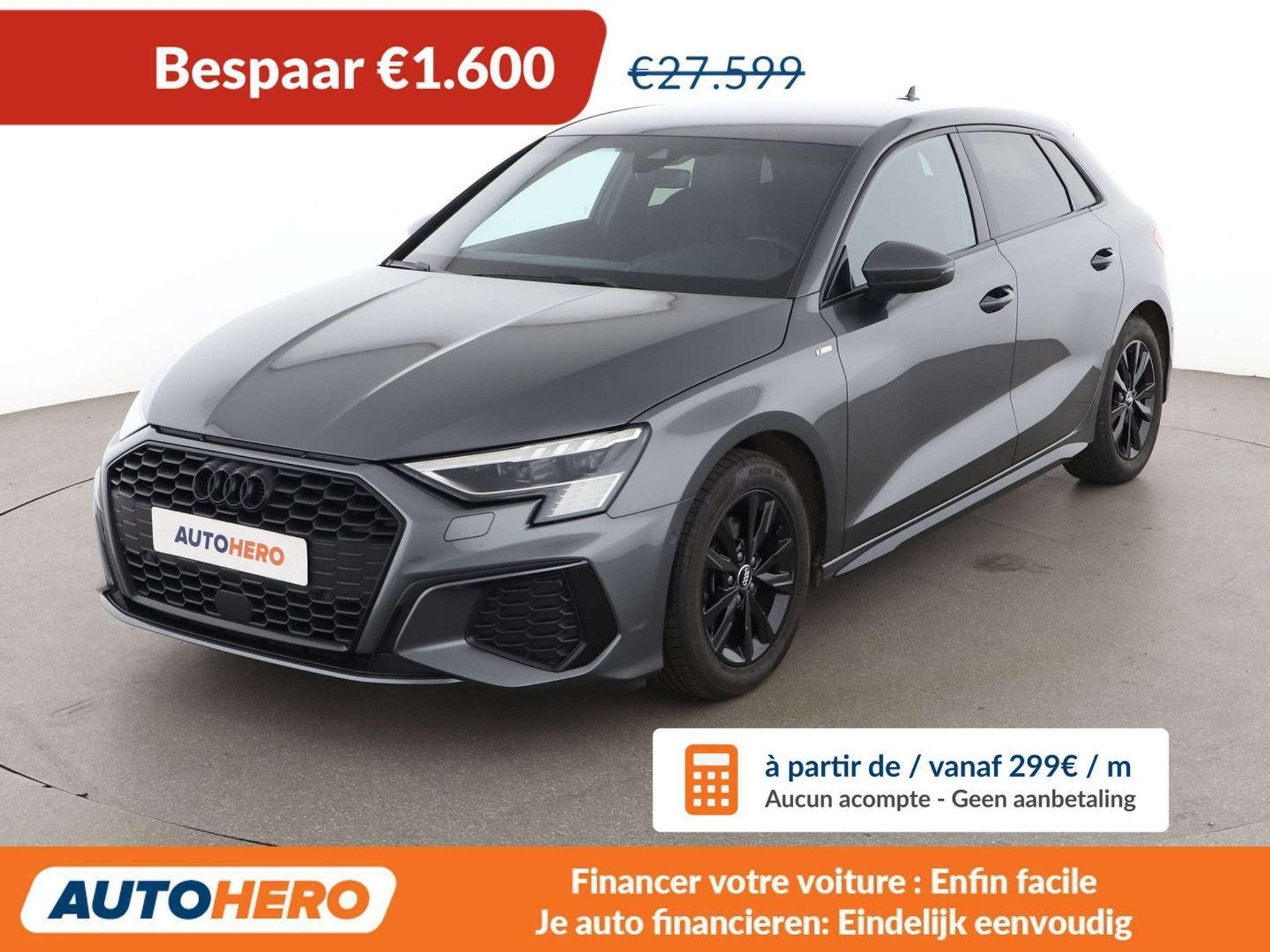 Audi A3 35 TFSI Mild-Hybrid S line (automatique), Cuir, Argent ou Gris, Achat, Noir