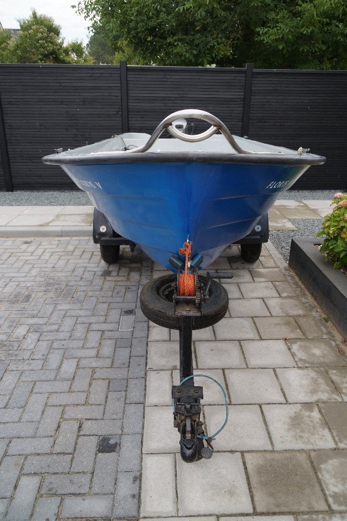 Complete Shetland-sloep blauw + trailer en 8 PK Mariner, Ophalen, 8 pk, Gebruikt, 15 cm