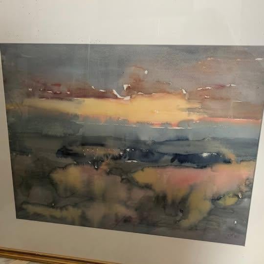 Aquarelle "Meerlandschaft im Morgengrauen" Hildegard Wöhrle, Antiquités & Art, Art | Peinture | Abstraite, Enlèvement