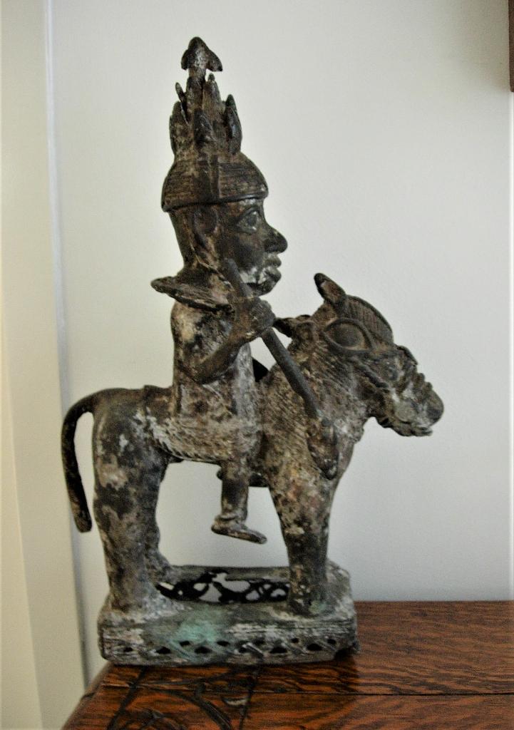 dogon krijger op paard brons uit Mali Afrika, Ophalen of Verzenden