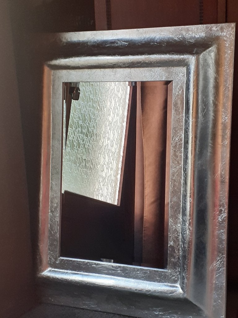 Magnifique Miroir en bois - argenté - H 90 x l 70, Maison & Meubles, Moins de 100 cm, Comme neuf, Enlèvement, 50 à 75 cm