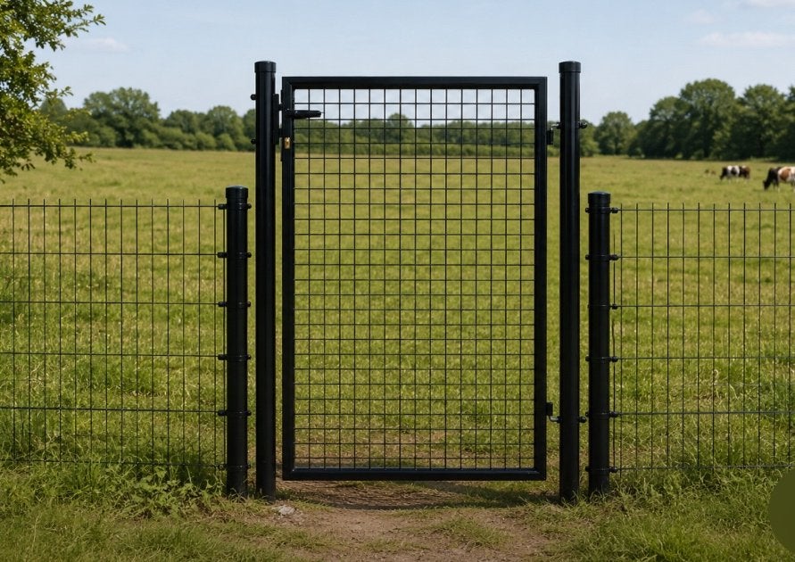Nog nieuw zwart tuinpoortje met alle bijhorigheden, Ophalen, 100 tot 150 cm, Nieuw, Looppoort