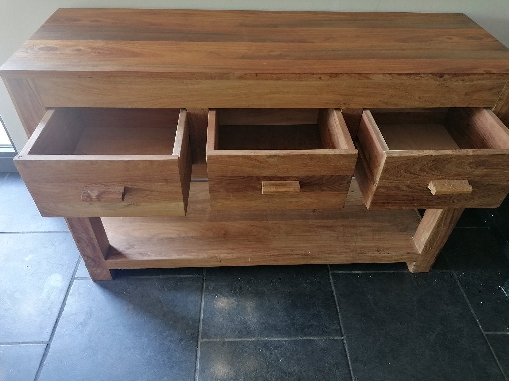 Kast, Ophalen, Met plank(en), 100 tot 150 cm, Teakhout