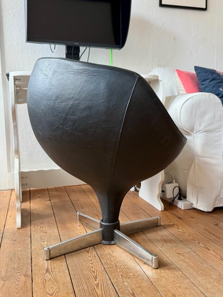 Fauteuil rétro style tulipe — années 60-70, Maison & Meubles, Vintage / Tulipe / Année 60-70, Moins de 75 cm, Cuir, Enlèvement