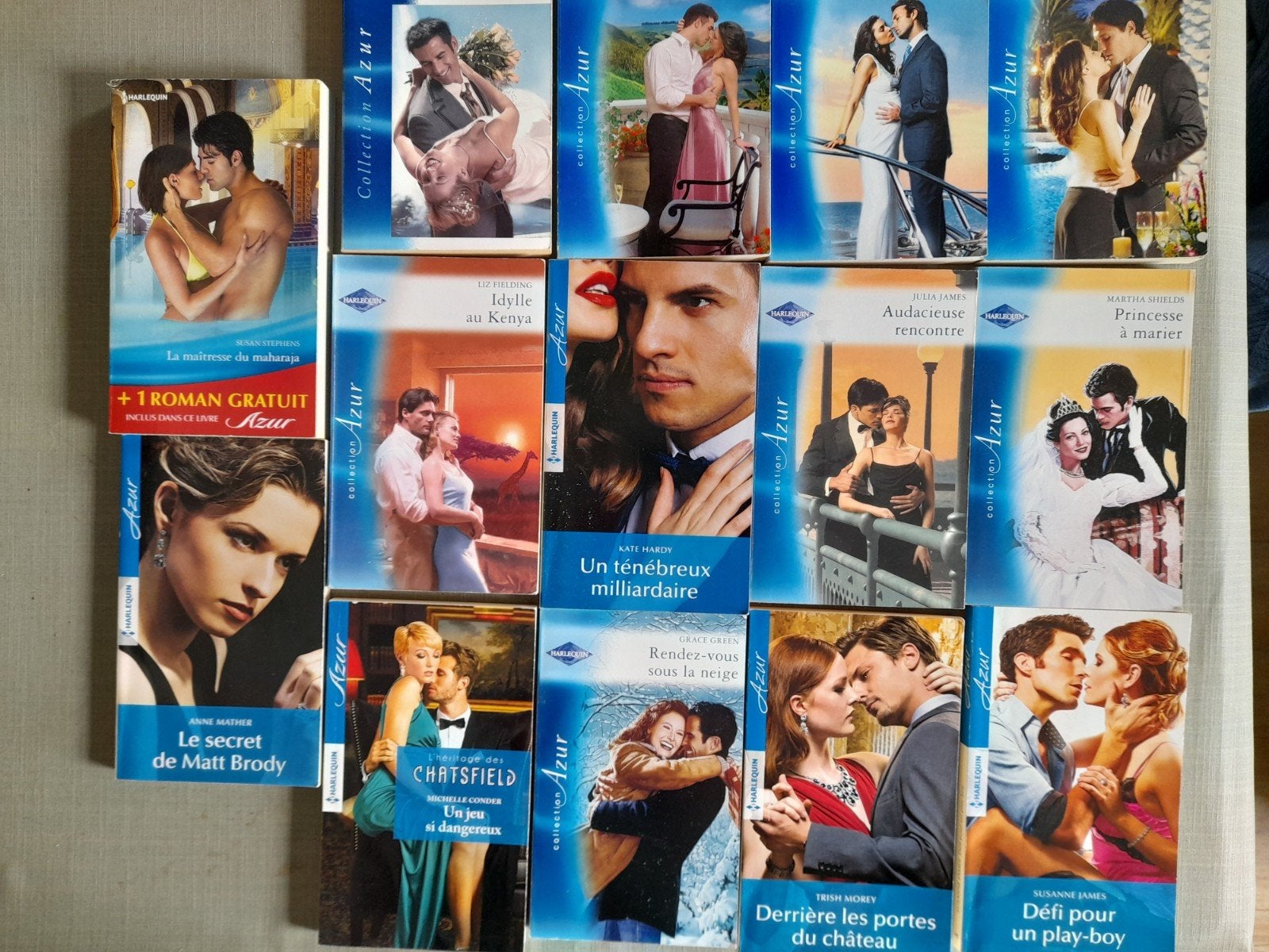 Lot de 15 romans Harlequin Série Azur, Enlèvement ou Envoi