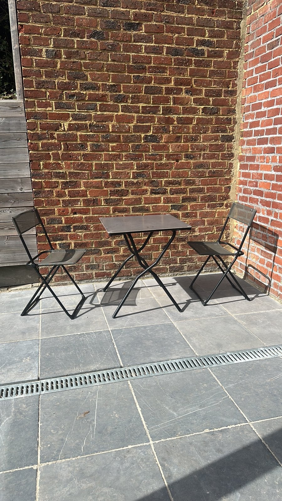 Tuinset Lafuma - Opvouwbare tafel 67,5 x 63,5cm + 2 stoelen, Jardin & Terrasse, Enlèvement, Utilisé, Métal