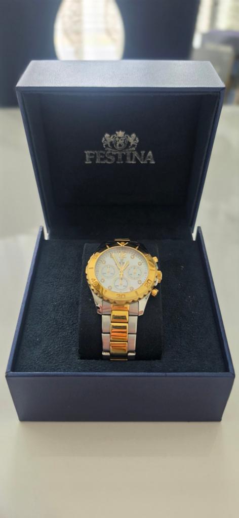 Festina Chronograph Gold zilver, Kleding | Heren, Overige Herenkleding, Ophalen