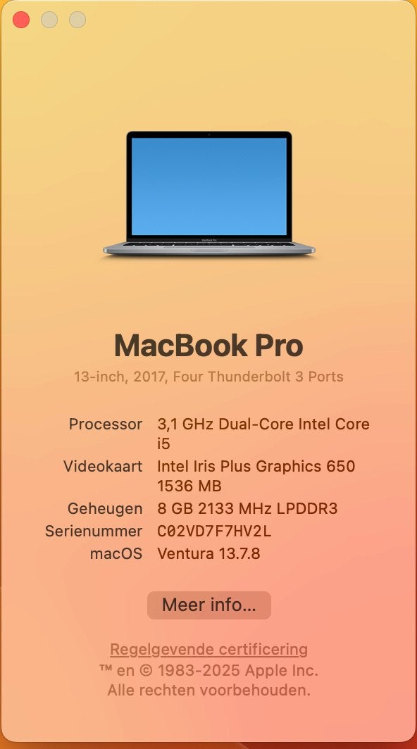 Apple MacBook Pro 2017, Qwerty, 512 GB, Utilisé, 8 GB