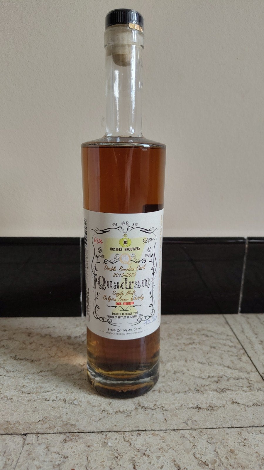 Fles whisky Quadram van Oosteke brouwers, Verzamelen, Wijnen, Ophalen, Overige gebieden, Overige typen, Nieuw